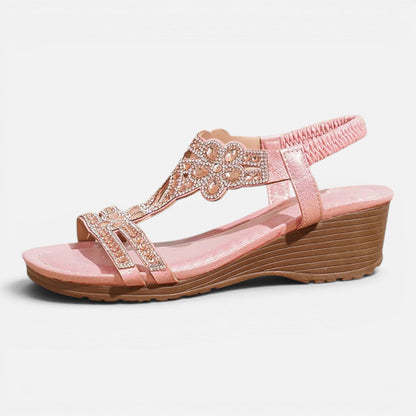 Women's Wedge Sandals - Cushioned Sole Walking Sandals