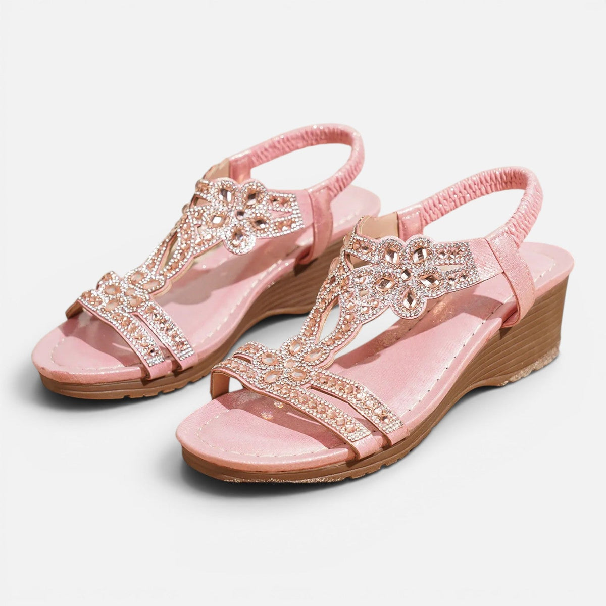 Women's Wedge Sandals - Cushioned Sole Walking Sandals