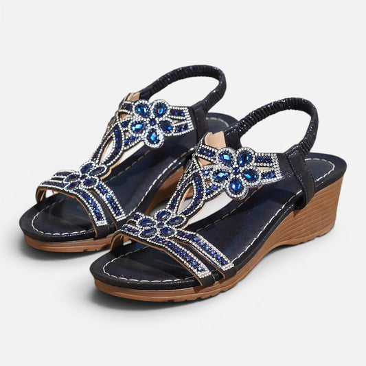 Women's Wedge Sandals - Cushioned Sole Walking Sandals
