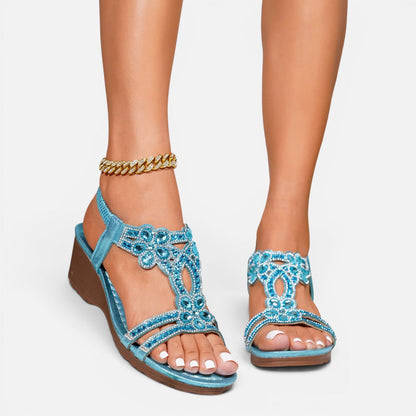 Women's Wedge Sandals - Cushioned Sole Walking Sandals