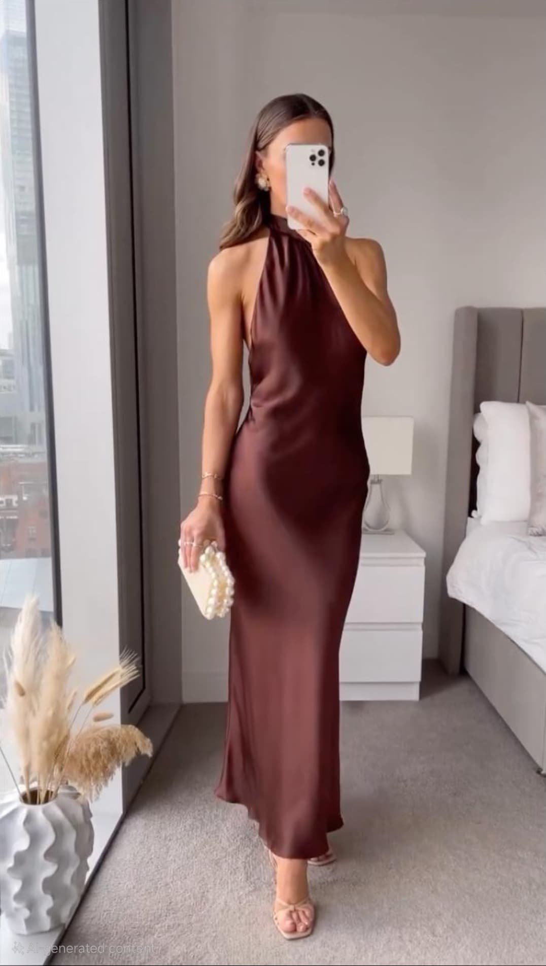 Della | Elegant Sleeveless Backless Wedding Guest Dress with Halter Neck Design