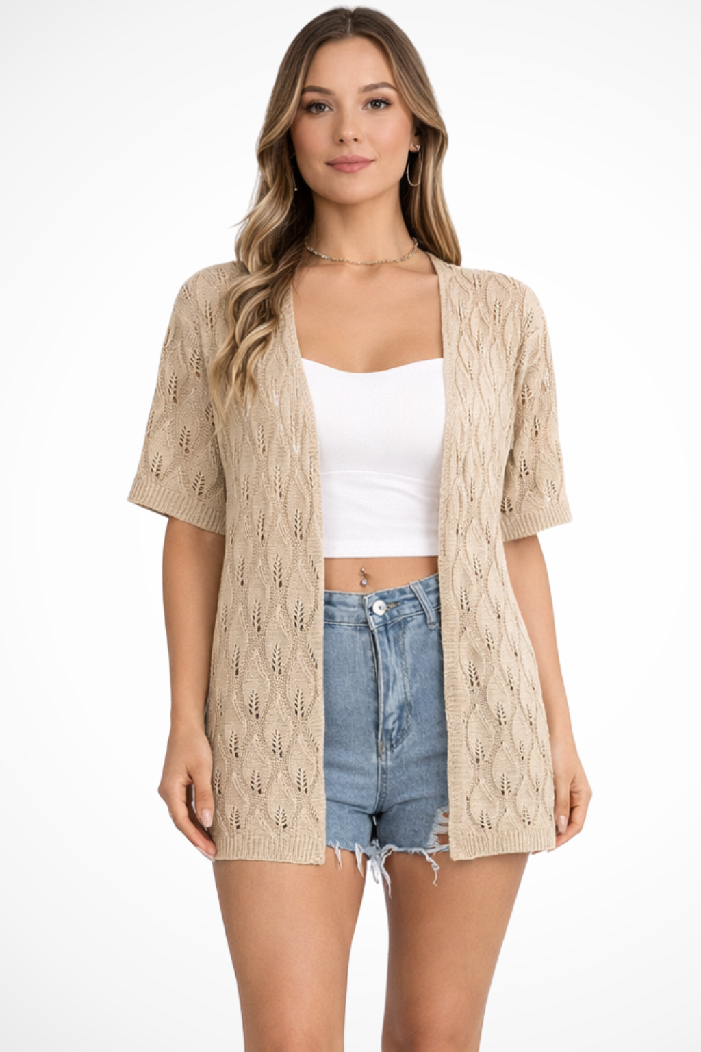 Winona | Women's Cardigan Sweater with Open Front Design | Lightweight Crochet Layering for Comfort 4