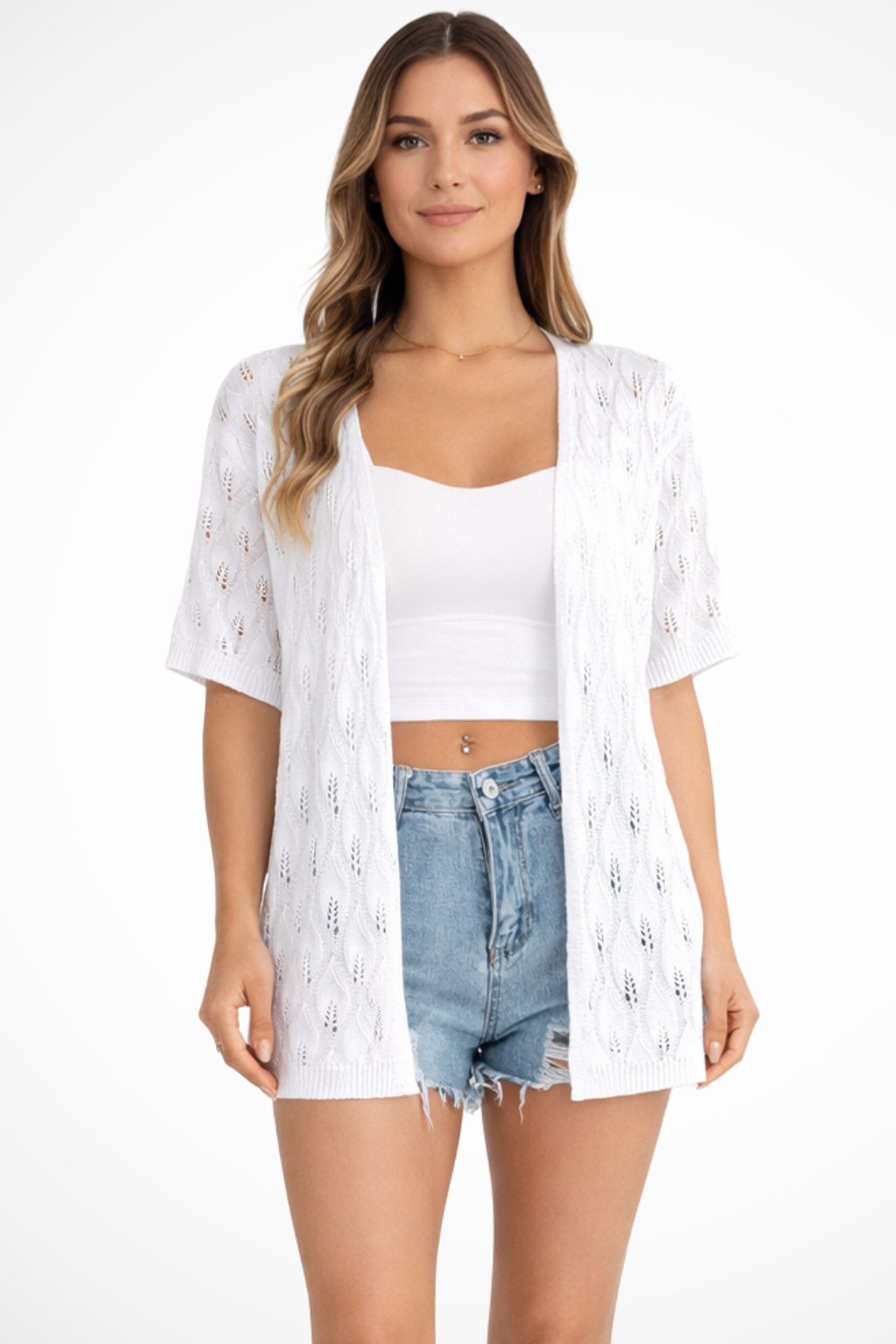 Winona | Women's Cardigan Sweater with Open Front Design | Lightweight Crochet Layering for Comfort 7