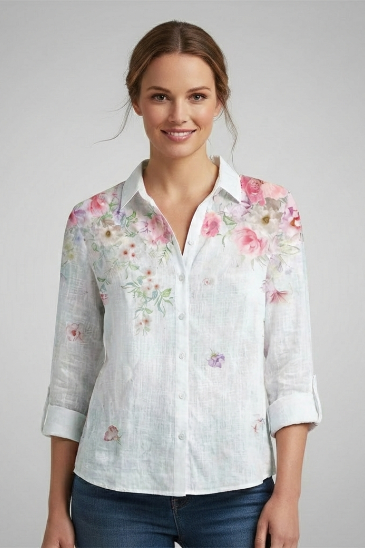 Felicia | Women's Geometric Bohemian Blouse with V-Neckline Style