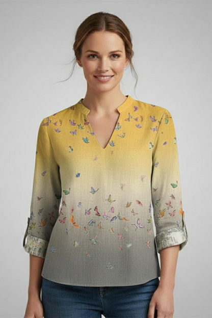Felicia | Women's Geometric Bohemian Blouse with V-Neckline Style