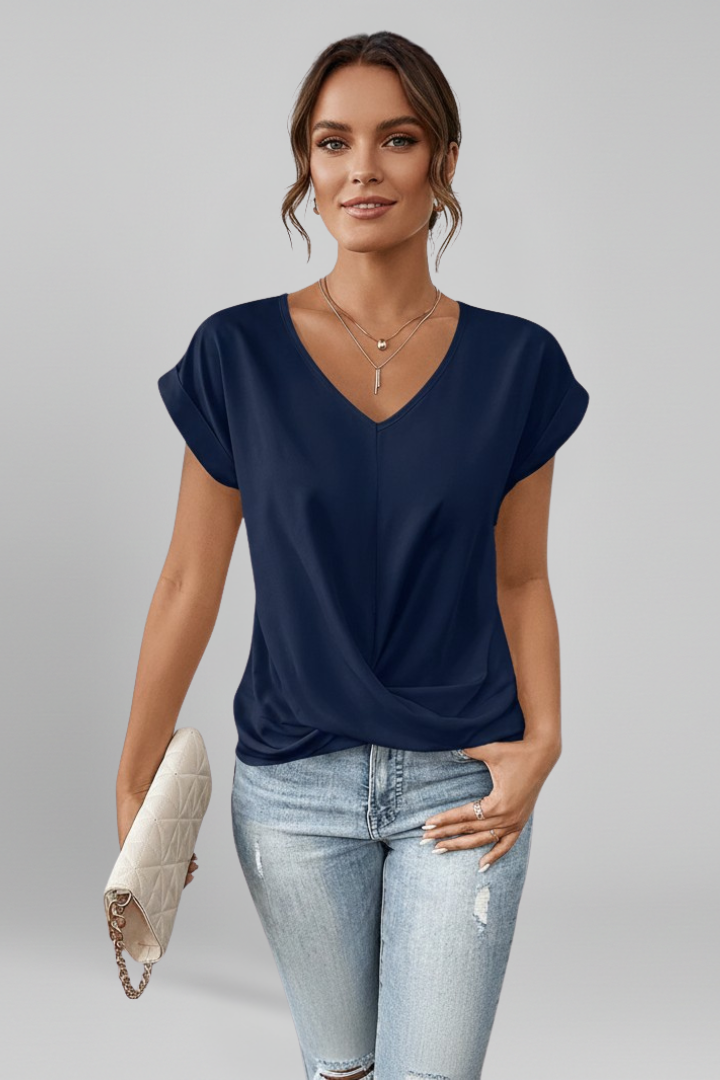 Emberly | Timeless Elegant V-Neckline Pull-On Blouse