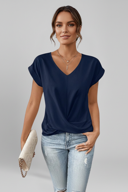 Emberly | Timeless Elegant V-Neckline Pull-On Blouse