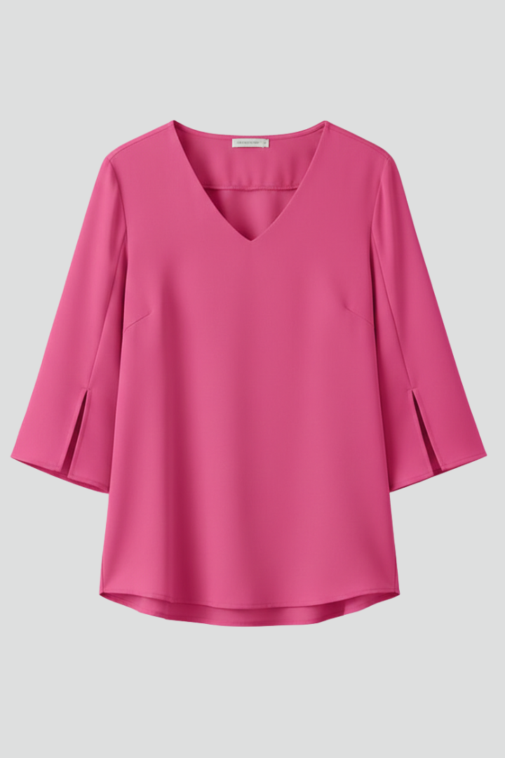 Nataly | Women's Summer Tunic Blouse with V Neckline and Split Sleeve Style