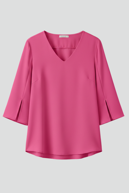 Nataly | Women's Summer Tunic Blouse with V Neckline and Split Sleeve Style