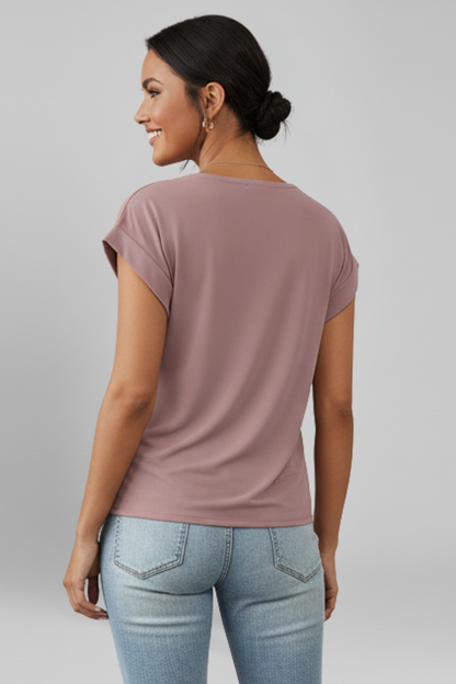 Emberly | Timeless Elegant V-Neckline Pull-On Blouse