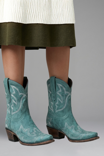 Women's Western Cowboy Boots Embroidered Ankle Boots