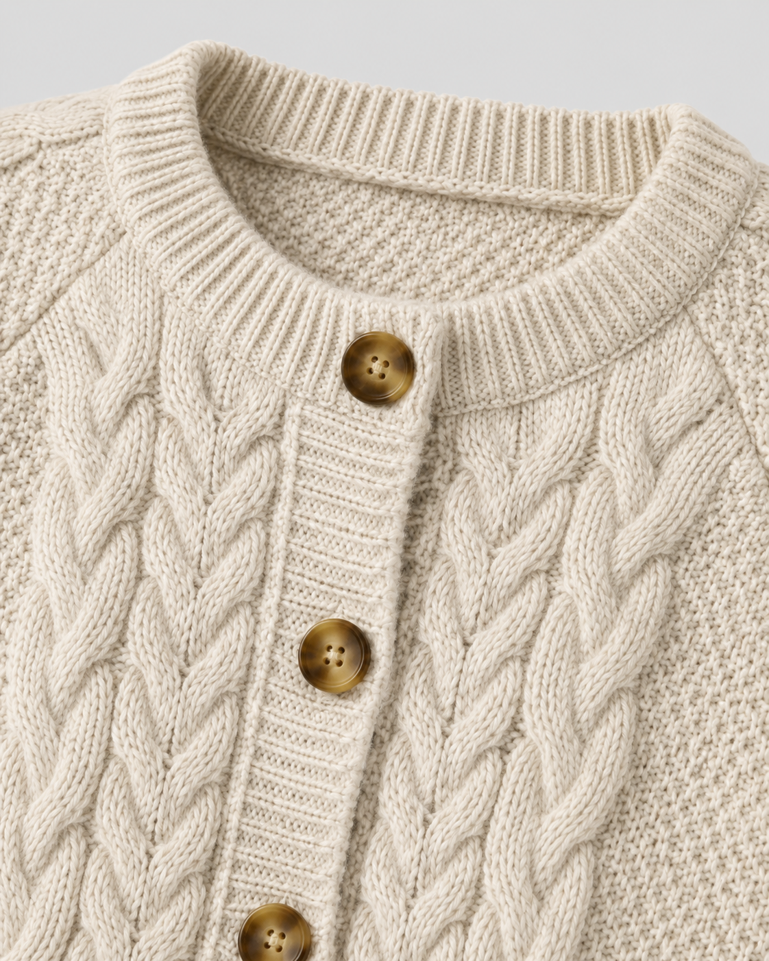Women's Cable Knit Cardigan - Button Front Relaxed Fit