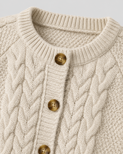 Women's Cable Knit Cardigan - Button Front Relaxed Fit