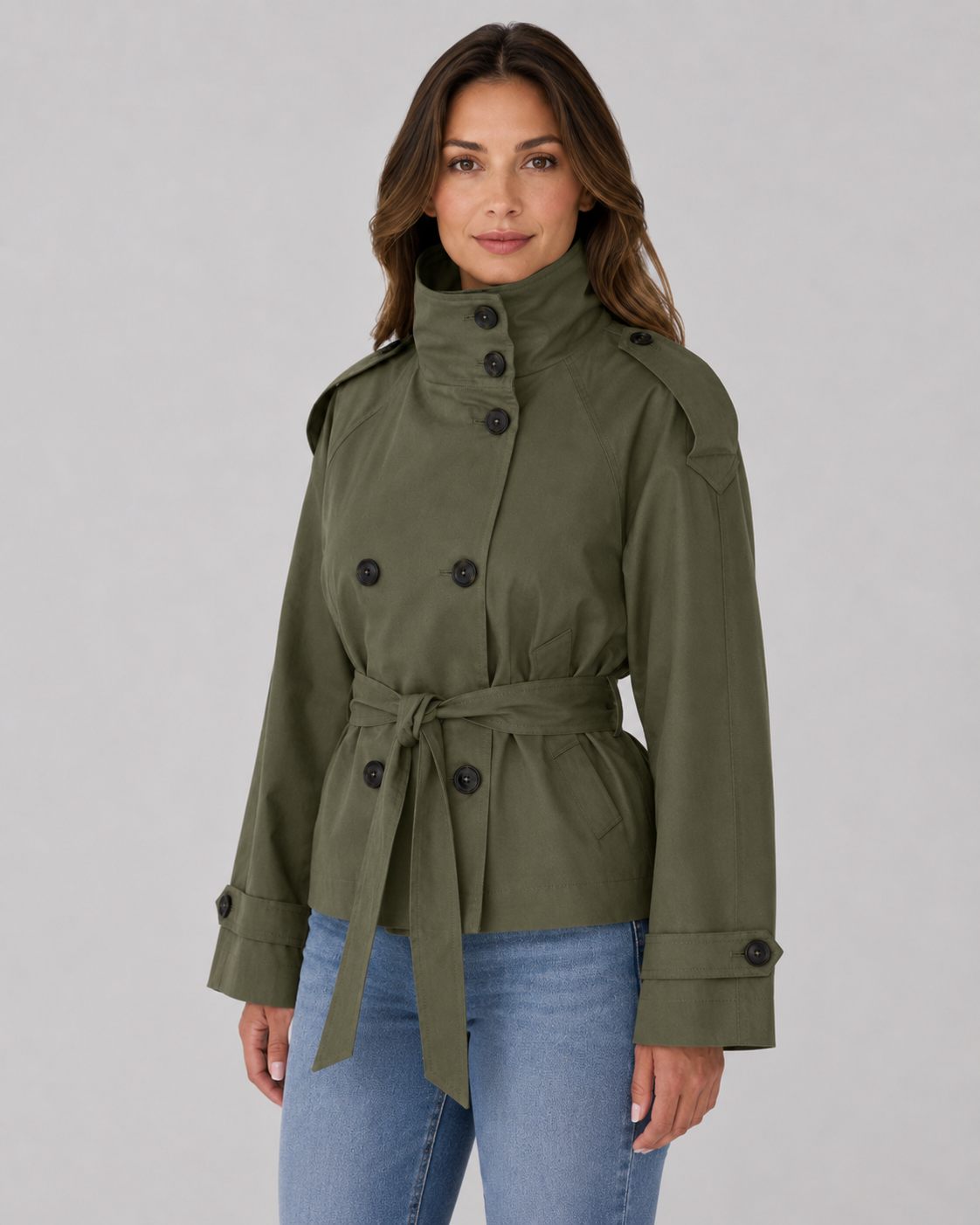 Women's Cropped Jacket - Zip Up Collar Casual Jacket