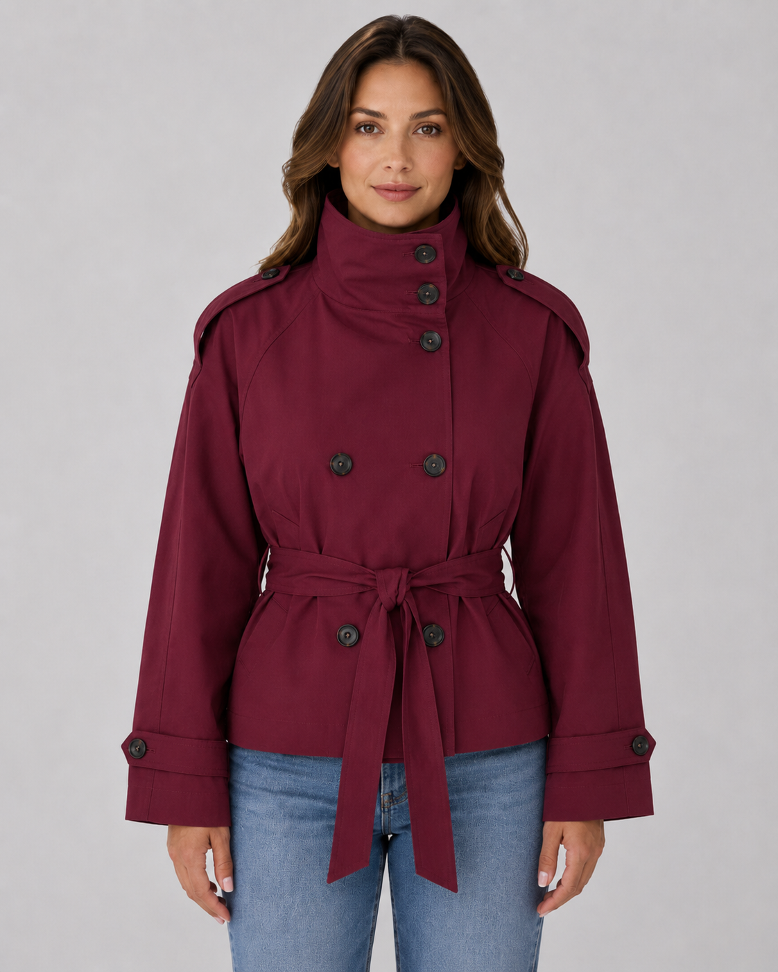 Women's Cropped Jacket - Zip Up Collar Casual Jacket