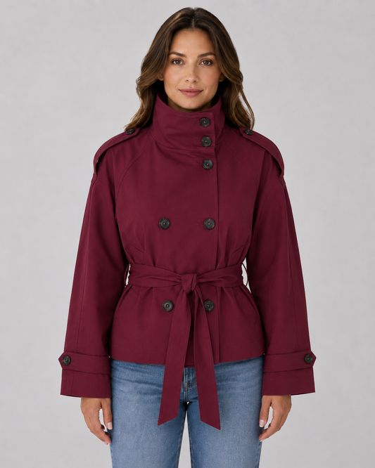 Women's Cropped Jacket - Zip Up Collar Casual Jacket