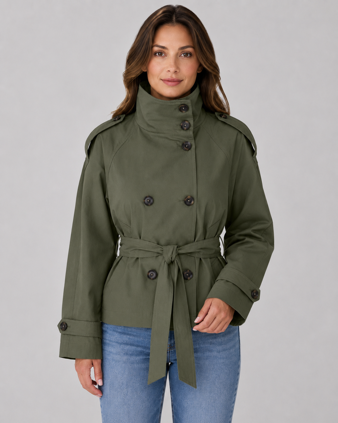 Women's Cropped Jacket - Zip Up Collar Casual Jacket