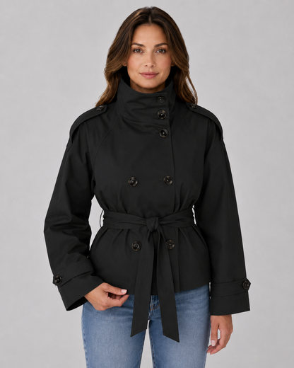 Women's Cropped Jacket - Zip Up Collar Casual Jacket