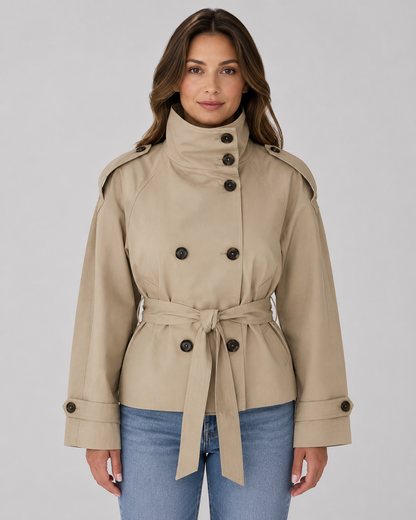 Women's Cropped Jacket - Zip Up Collar Casual Jacket