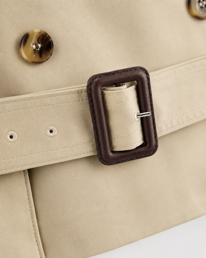 Women's Cropped Trench Coat - Double Breasted Funnel Neck