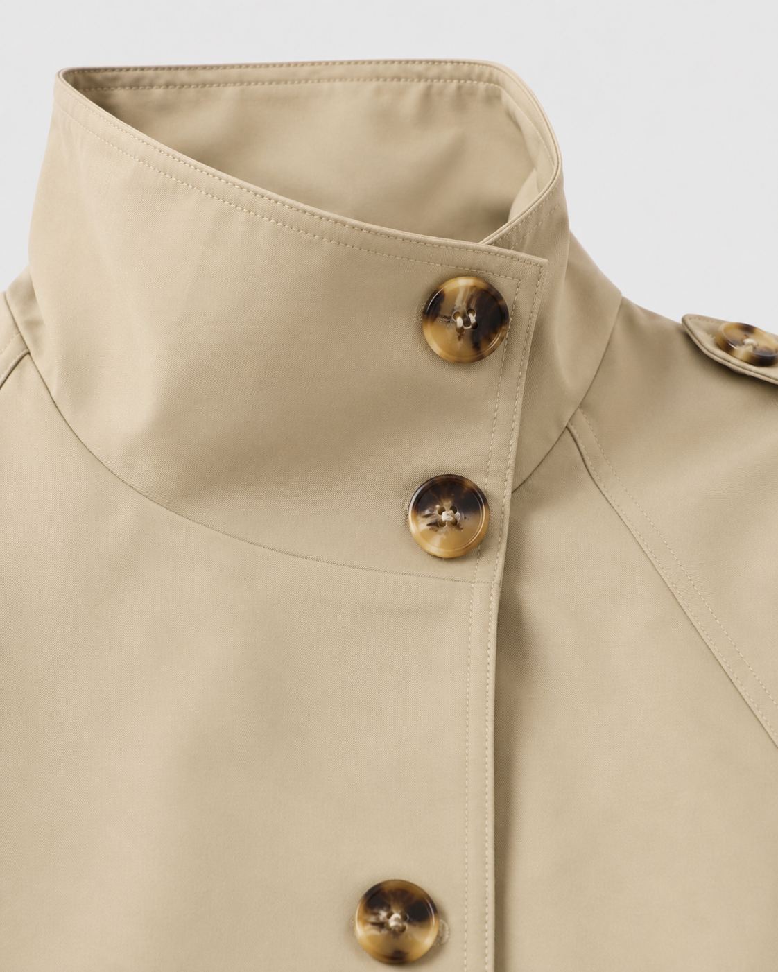 Women's Cropped Trench Coat - Double Breasted Funnel Neck