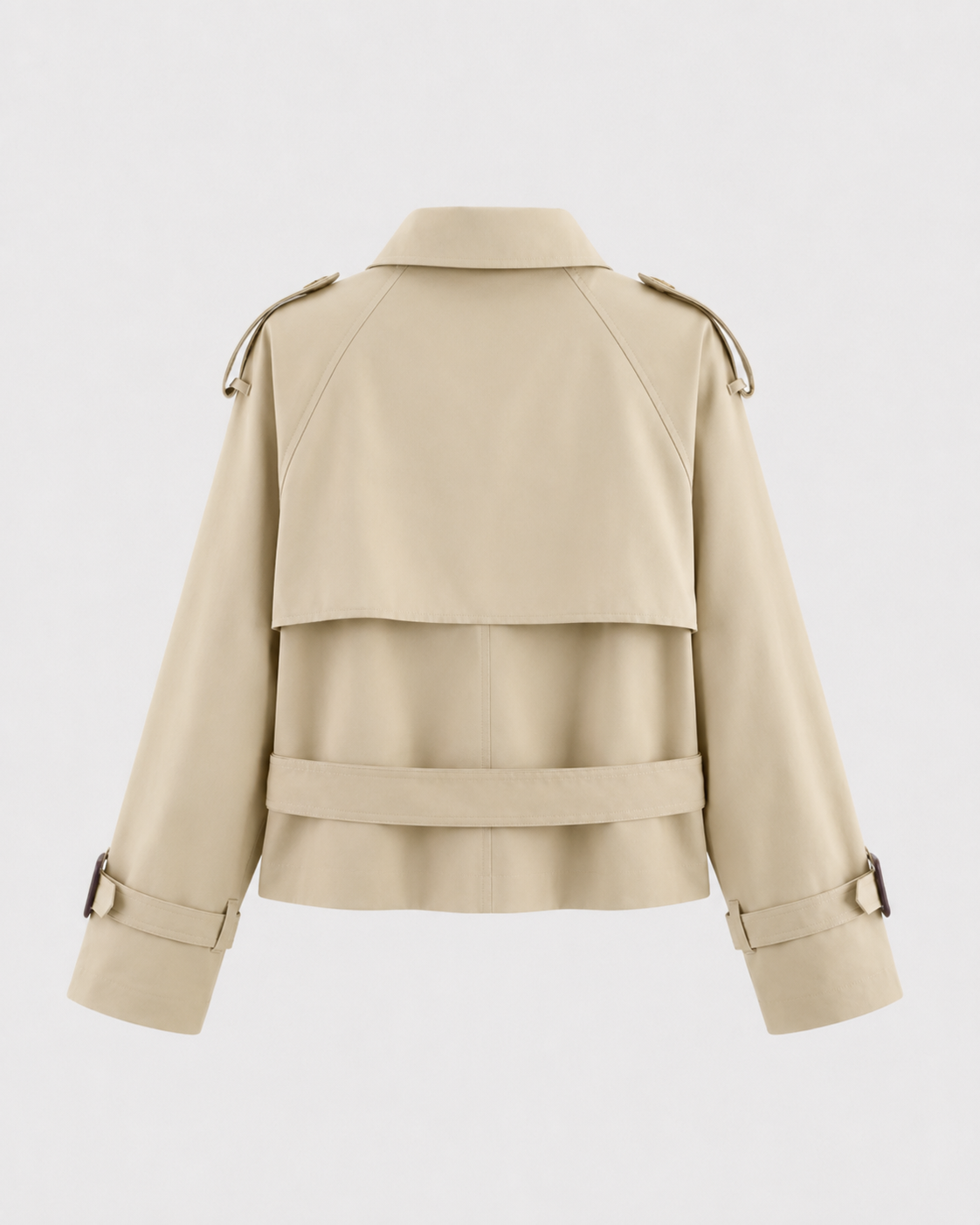 Women's Cropped Trench Coat - Double Breasted Funnel Neck