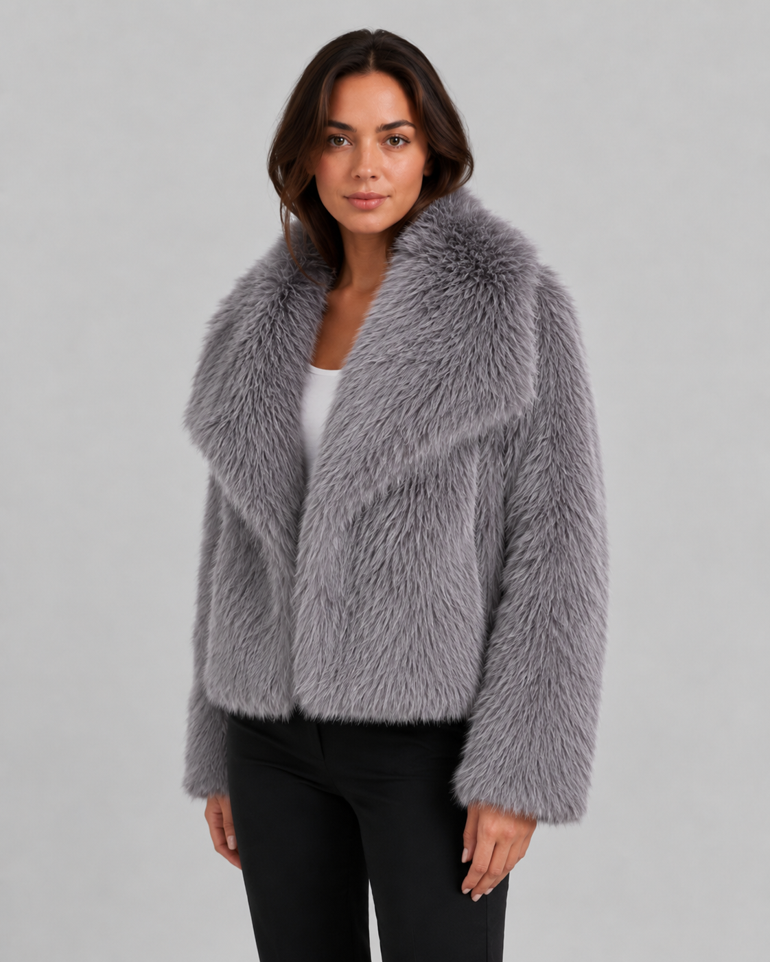 Women's Faux Fur Jacket - Cropped Winter Jacket