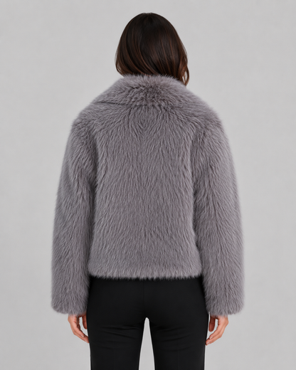 Women's Faux Fur Jacket - Cropped Winter Jacket