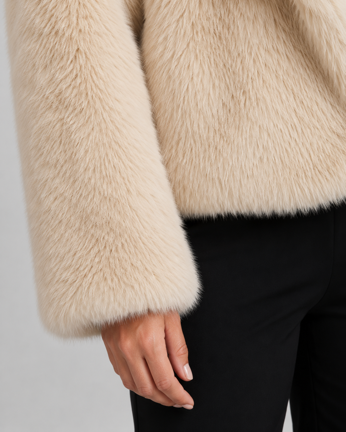 Women's Faux Fur Jacket - Cropped Winter Jacket