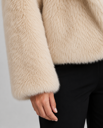 Women's Faux Fur Jacket - Cropped Winter Jacket