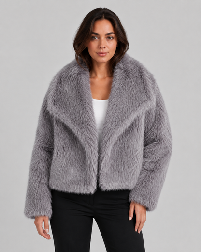 Women's Faux Fur Jacket - Cropped Winter Jacket