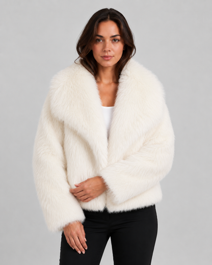Women's Faux Fur Jacket - Cropped Winter Jacket