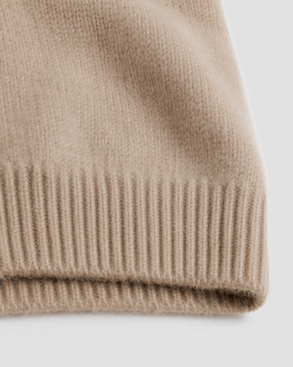 Women's Zip Cardigan - Knit Sweater with Leather Collar