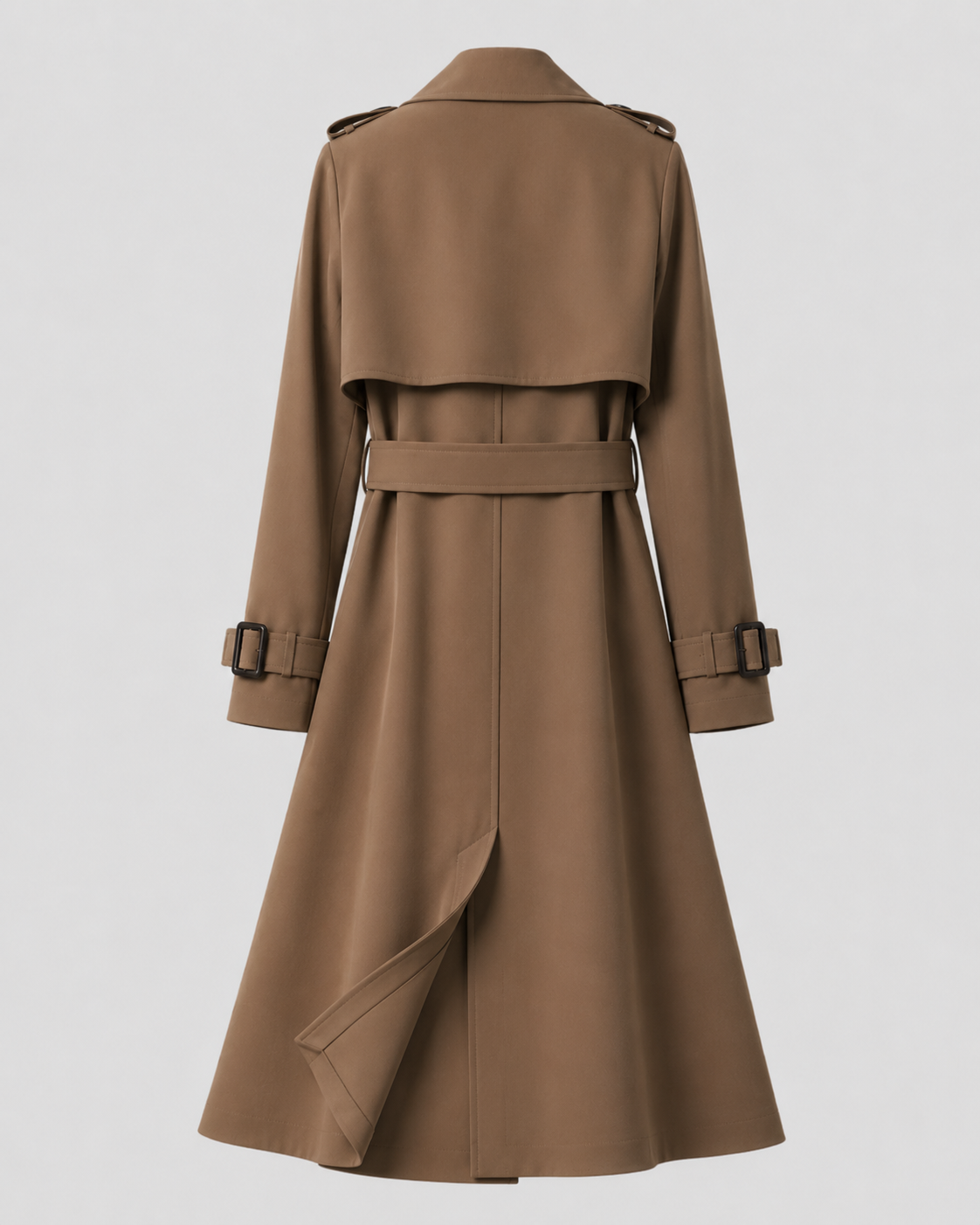 Women's Trench Coat - Long Double Breasted Belted Coat