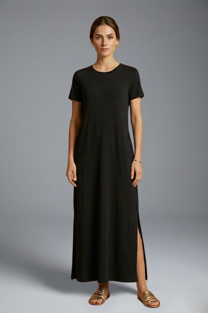 Zevarra | Relaxed Waist Fitted Shirt Dress with Flowing Skirt