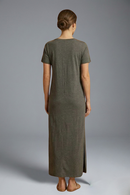Zevarra | Relaxed Waist Fitted Shirt Dress with Flowing Skirt