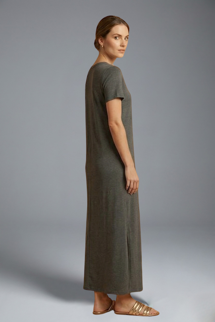 Zevarra | Relaxed Waist Fitted Shirt Dress with Flowing Skirt
