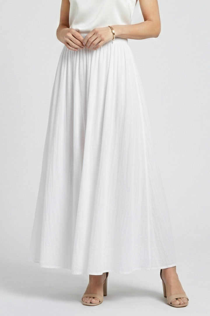Ismerie | Full-Length Flared Long Maxi Skirt with Stretch Elastic Waist