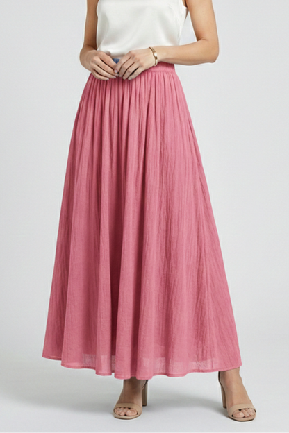 Ismerie | Full-Length Flared Long Maxi Skirt with Stretch Elastic Waist