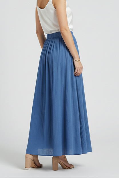 Ismerie | Full-Length Flared Long Maxi Skirt with Stretch Elastic Waist