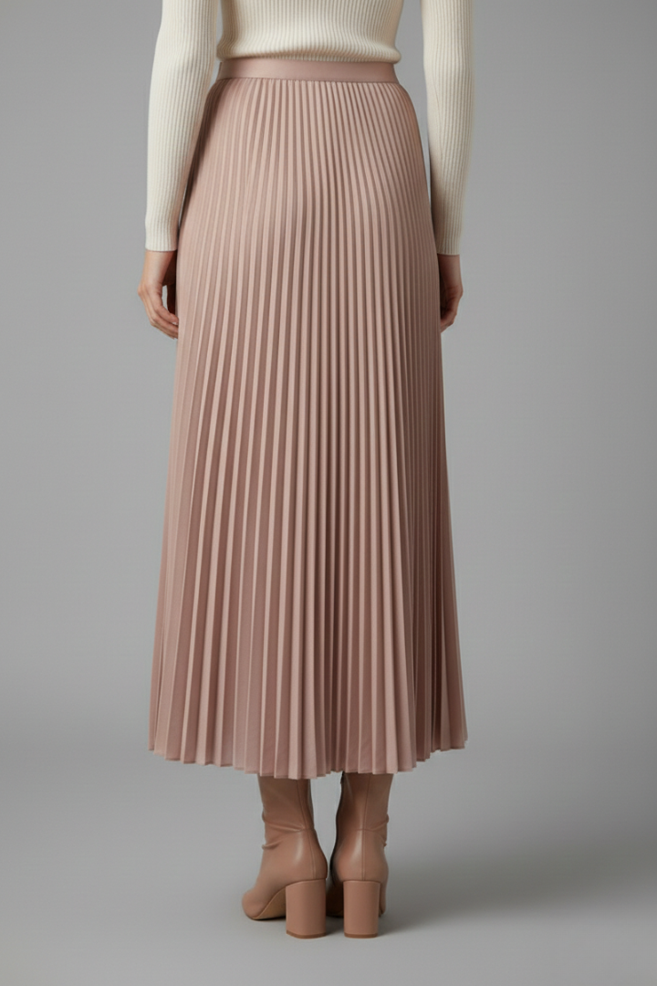 Romina | Women's Full Length Pleated Maxi Skirt with Stretch Elastic Waistband