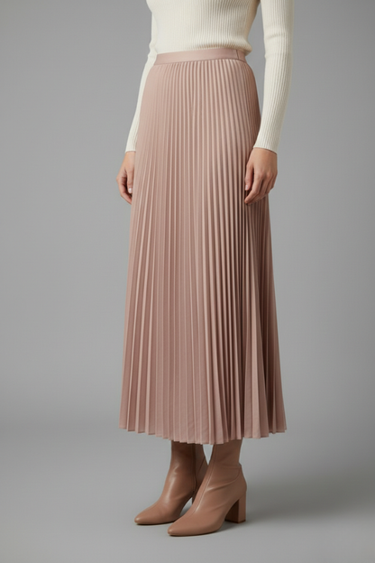 Romina | Women's Full Length Pleated Maxi Skirt with Stretch Elastic Waistband