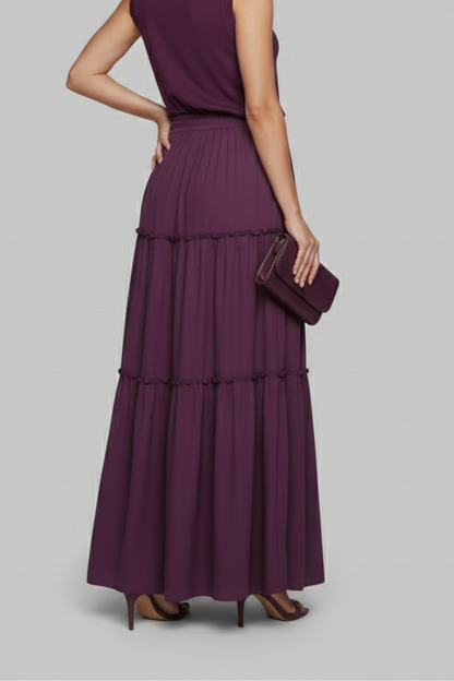 Caelia | Stylish Tiered Maxi Skirt with Comfortable Stretch Waist