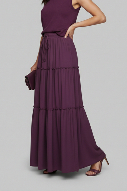 Caelia | Stylish Tiered Maxi Skirt with Comfortable Stretch Waist