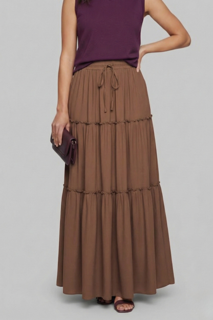 Caelia | Stylish Tiered Maxi Skirt with Comfortable Stretch Waist