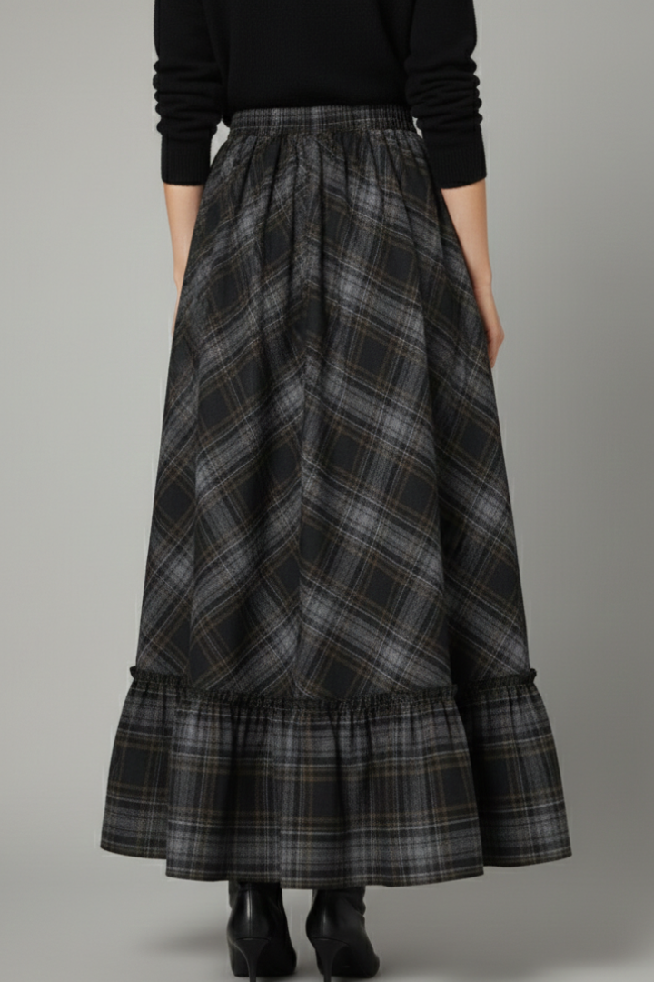 Vesperlyn | Casual High Waist Plaid Long Skirt for Women Style