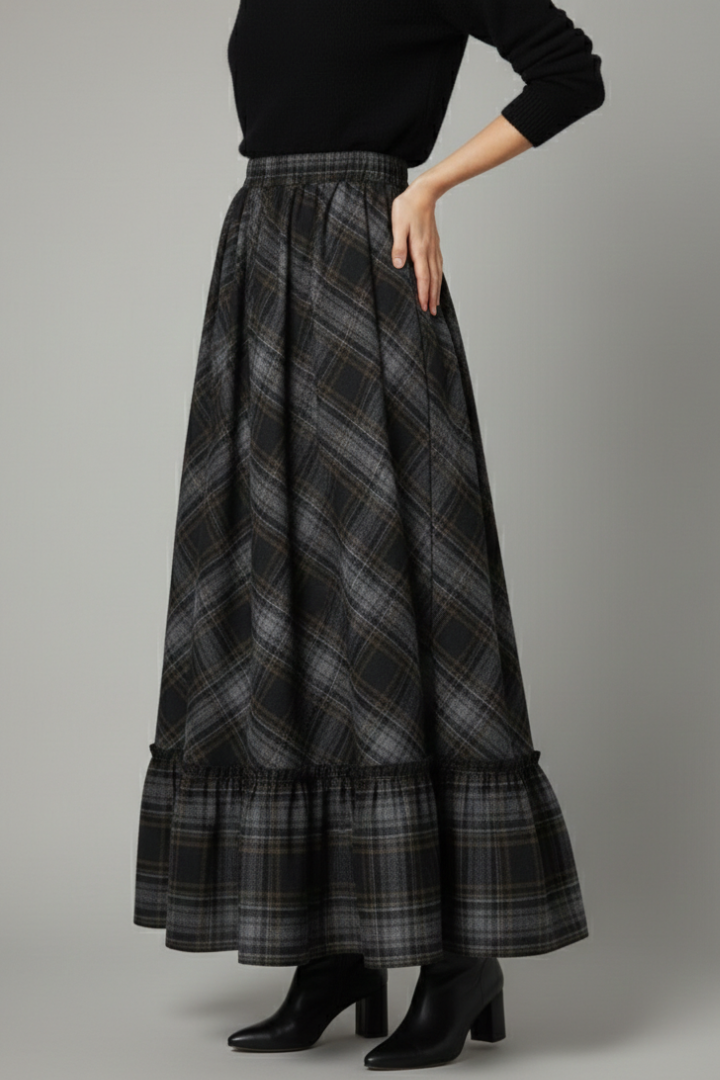 Vesperlyn | Casual High Waist Plaid Long Skirt for Women Style