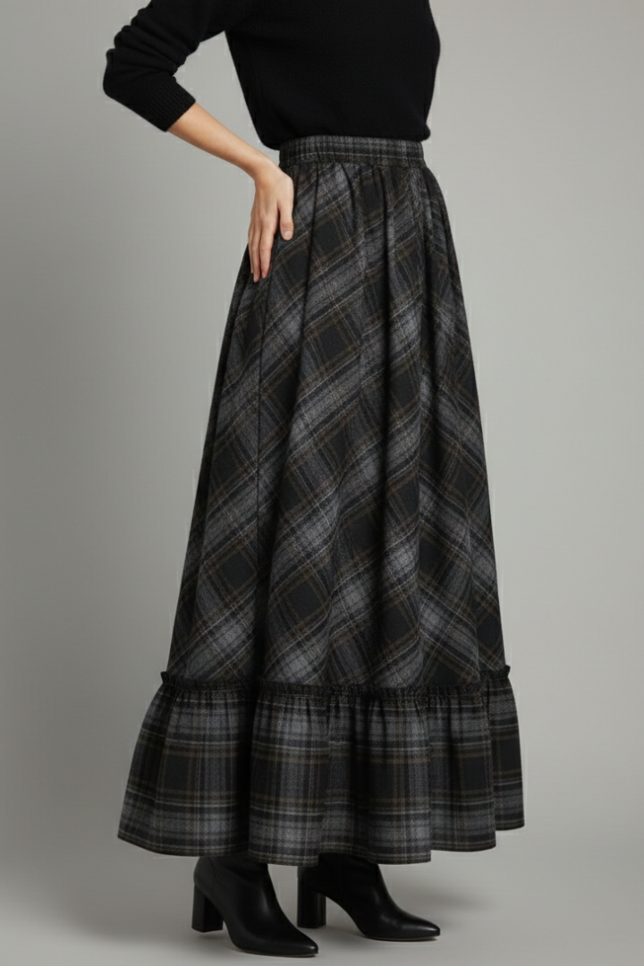 Vesperlyn | Casual High Waist Plaid Long Skirt for Women Style