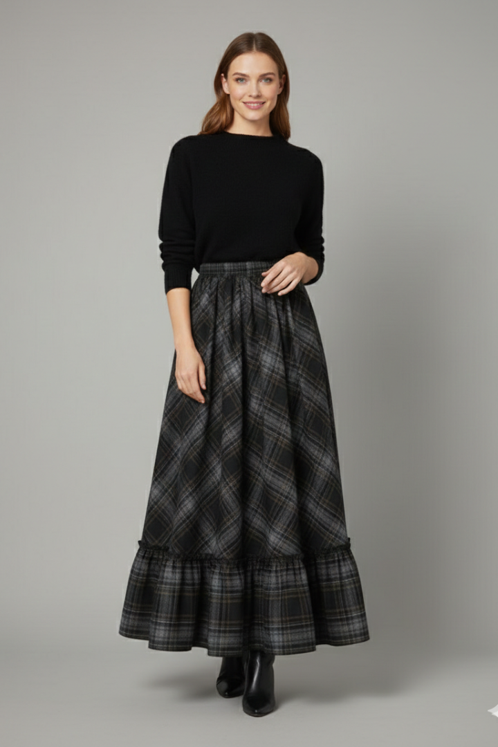 Vesperlyn | Casual High Waist Plaid Long Skirt for Women Style