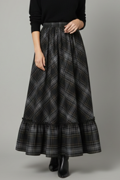 Vesperlyn | Casual High Waist Plaid Long Skirt for Women Style